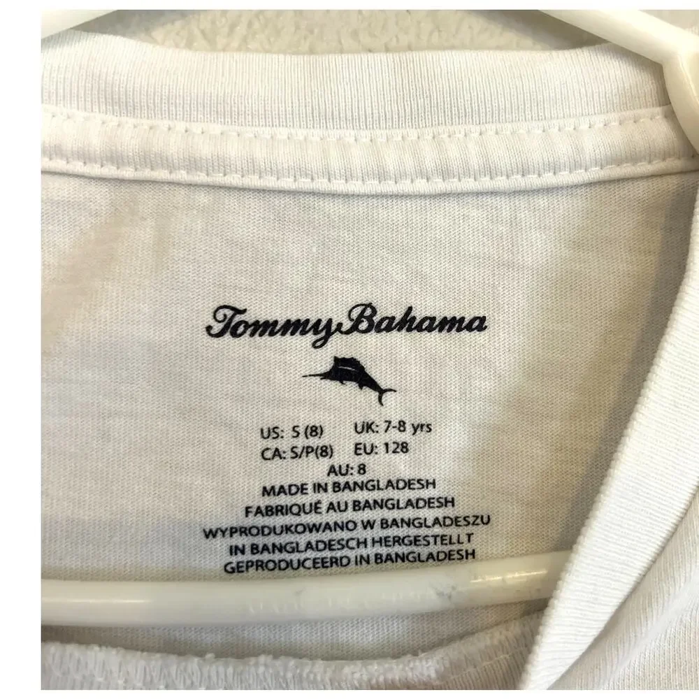 Tommy Bahama Boys White Long Sleeve Tee Shirt Small 8